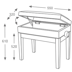 Dimensions de la banquette de piano BG5E Oxford